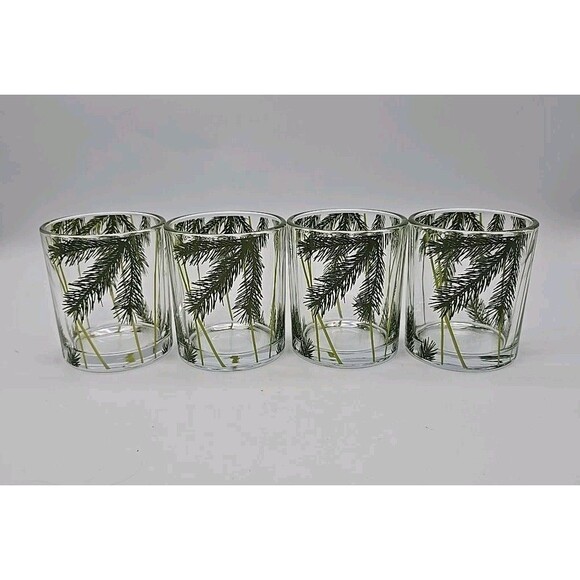 Thymes Fraiser Fir Glass Candle Holders Set Of 4 - Picture 1 of 9